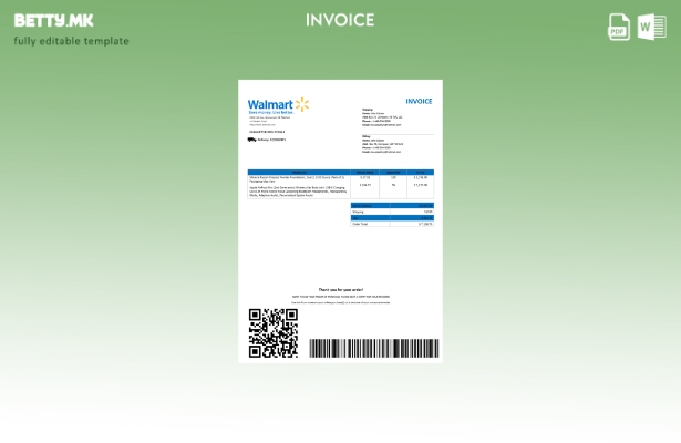 Шаблон за верзија на фактура на САД Walmart во модерен стил